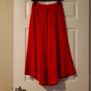 Brand New Cottagecore flowy Red Linen circle Skirt with pockets size